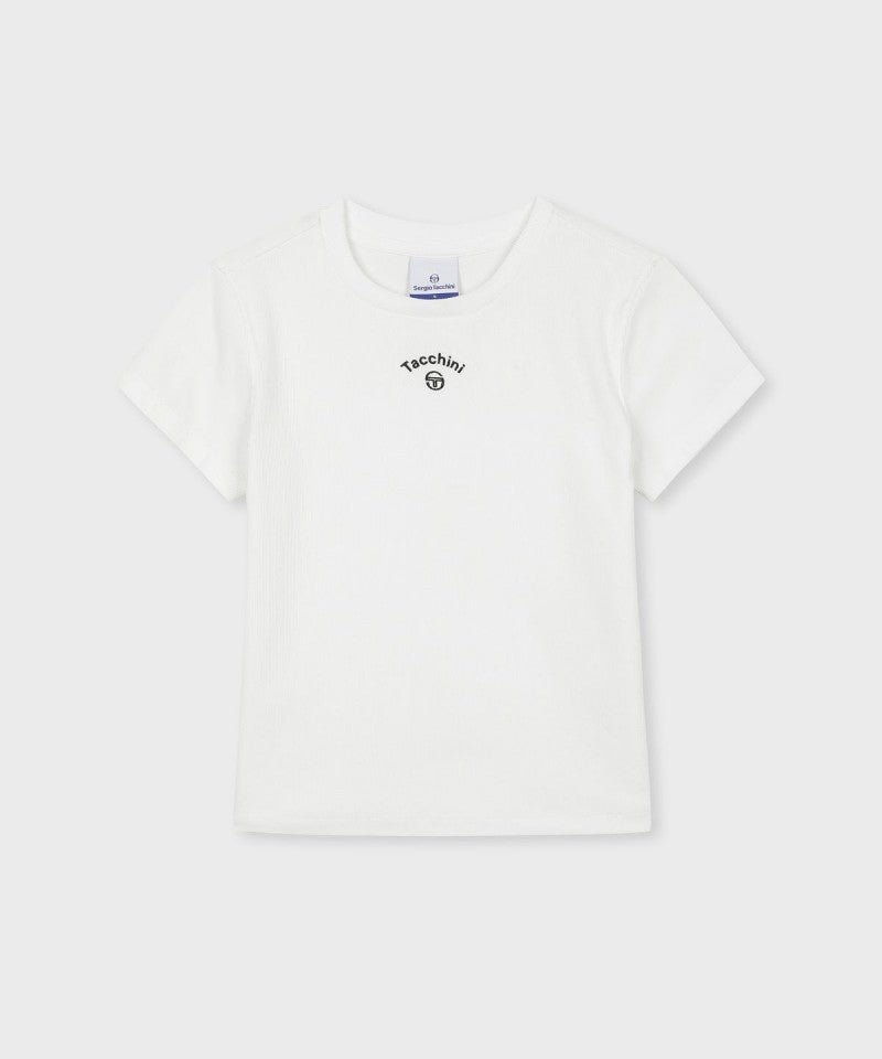 【WE ARE】韓國SERGIO TACCHINI女款螺紋刺繡短袖T恤 TWRS10963
