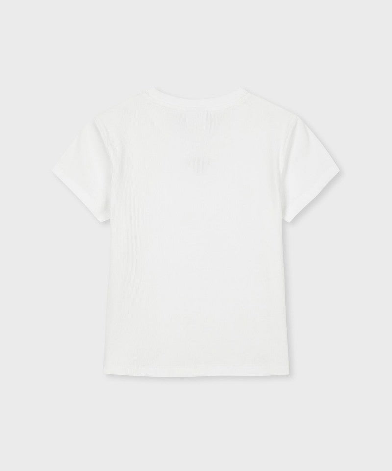 【WE ARE】韓國SERGIO TACCHINI女款螺紋刺繡短袖T恤 TWRS10963