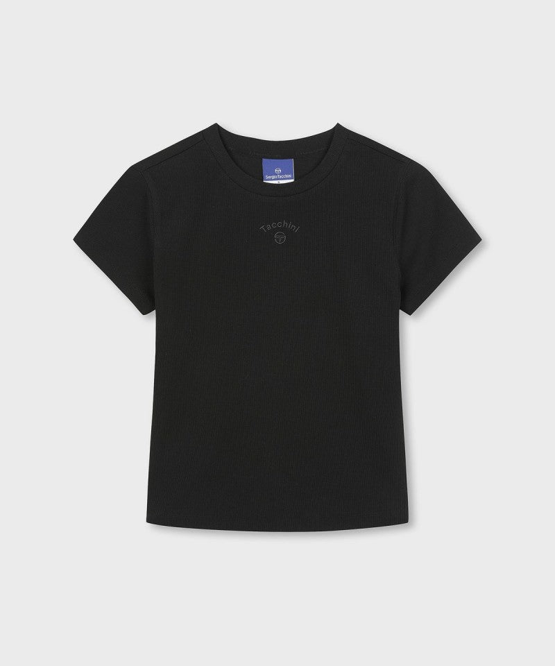 【WE ARE】韓國SERGIO TACCHINI女款螺紋刺繡短袖T恤 TWRS10963