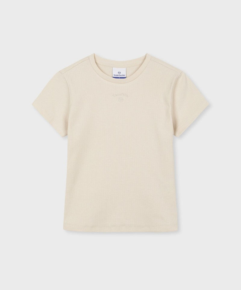 【WE ARE】韓國SERGIO TACCHINI女款螺紋刺繡短袖T恤 TWRS10963