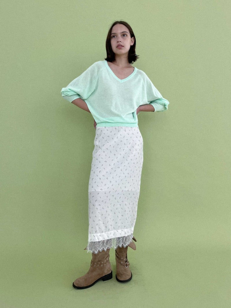 【WE ARE】韓國STUDIO SALT休閒半身裙LUMIFLOWERLACESKIRT