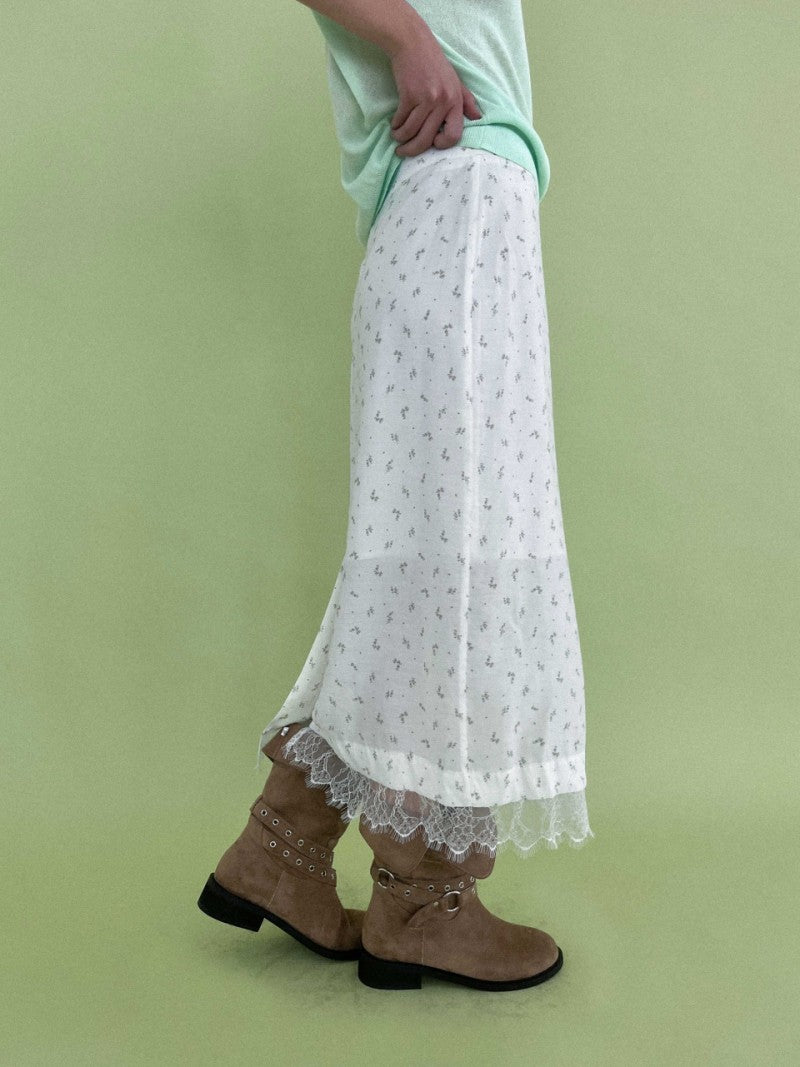 【WE ARE】韓國STUDIO SALT休閒半身裙LUMIFLOWERLACESKIRT