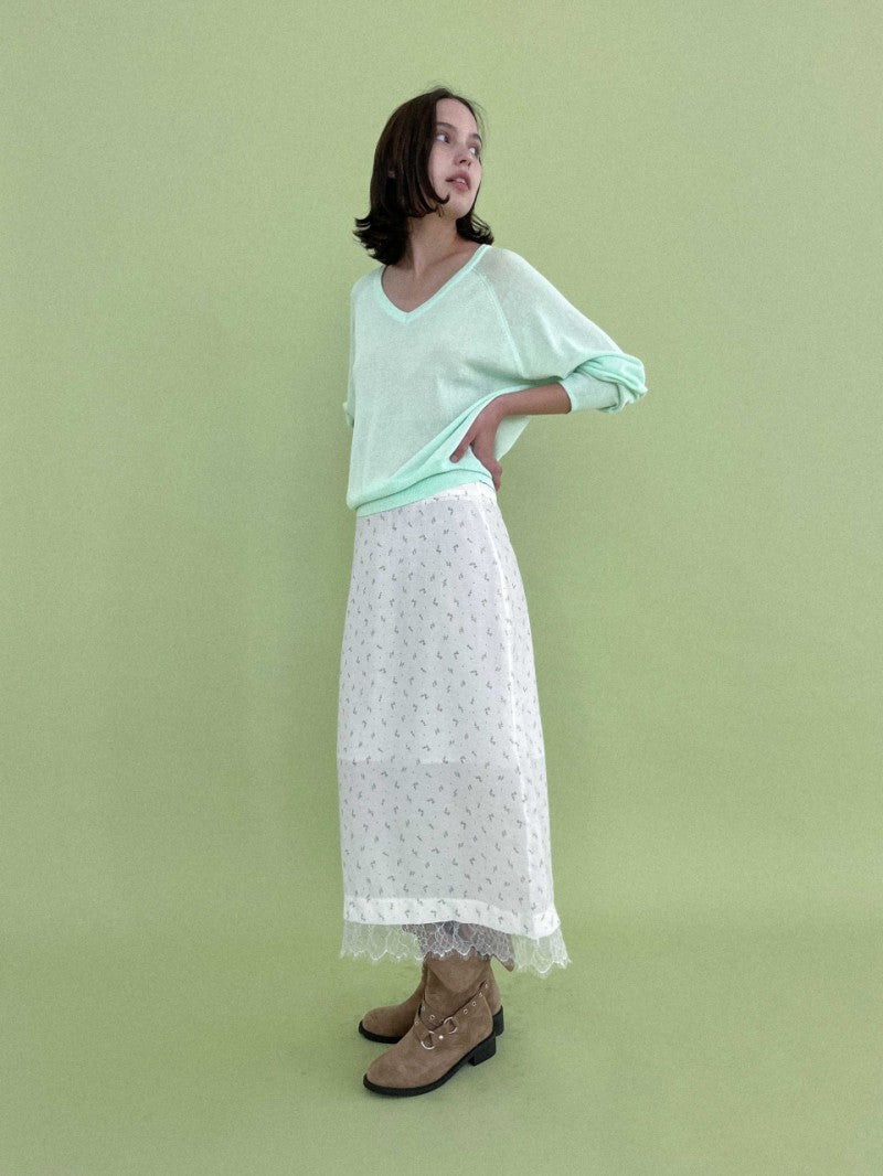 【WE ARE】韓國STUDIO SALT V領微透針織上衣 CLASSICSUMMER