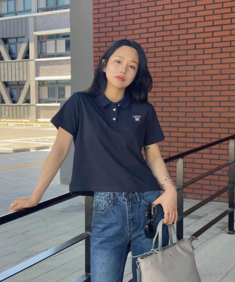 Satur折扣款 女款【WE ARE】韓國Satur休閒POLO领T恤SA262WTS03