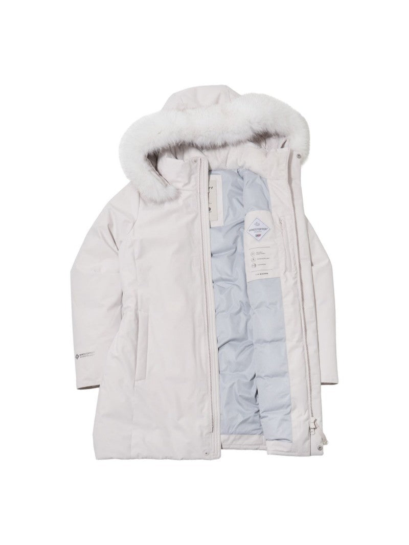 女款【WE ARE】韓國EIDER goretex毛毛領連帽中長款羽絨外套DWW26566