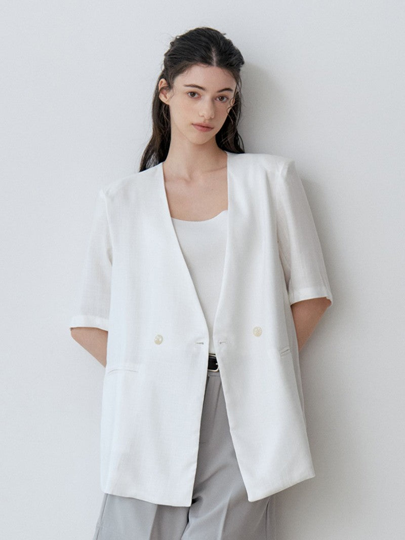 建議168以上【WE ARE】韓國LE STUDIO單扣短袖西外（附綁帶） LS262JK004C