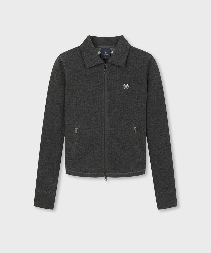 版型偏小 無彈性【WE ARE】韓國SERGIO TACCHINI 翻領有厚度刺繡雙拉鍊外套  TWTR13064