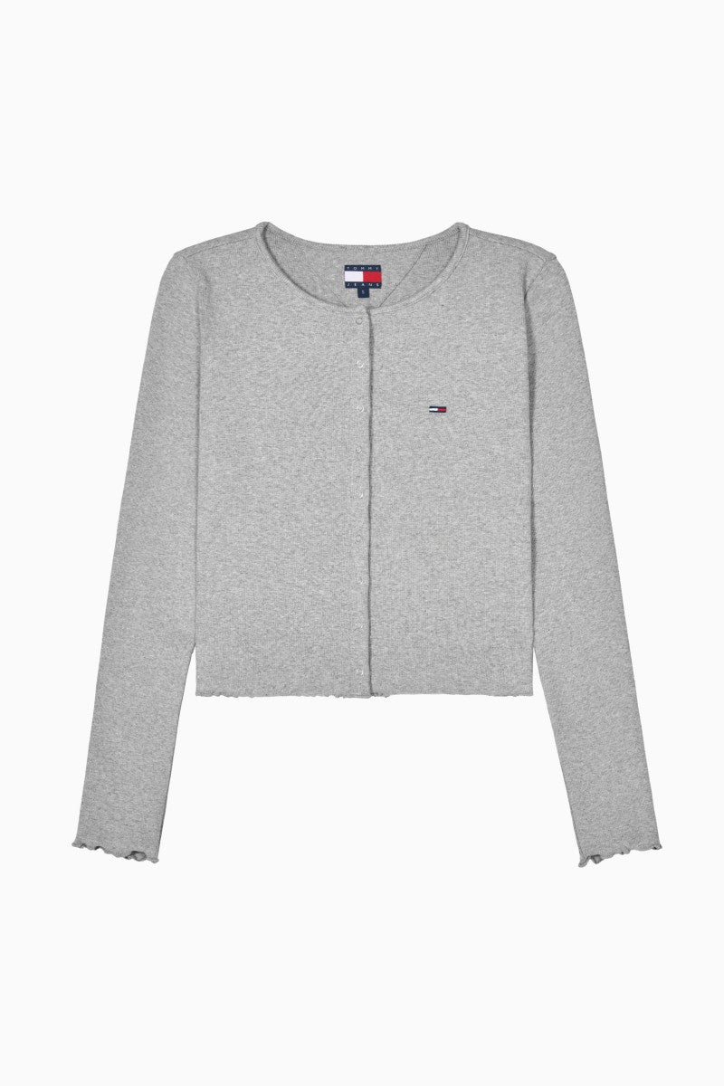 女款【WE ARE】韓國TOMMY JEANS 短版木耳邊排扣針織衫T32G6TTO01TWT2