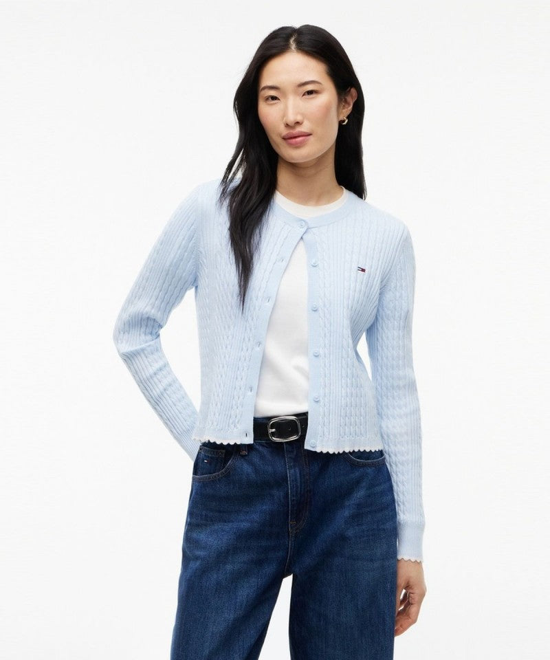 女款【WE ARE】韓國TOMMY JEANS撞色滾邊麻花針織衫 T32G7KCD17TWT1
