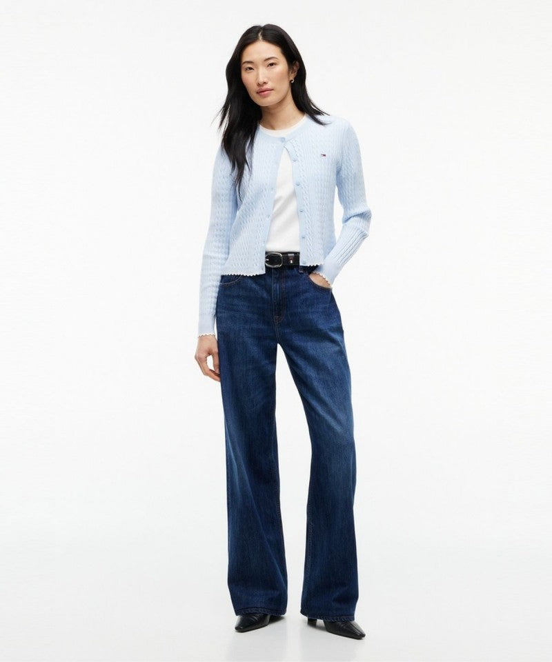 女款【WE ARE】韓國TOMMY JEANS撞色滾邊麻花針織衫 T32G7KCD17TWT1