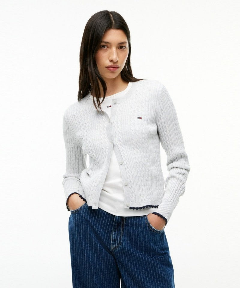 女款【WE ARE】韓國TOMMY JEANS撞色滾邊麻花針織衫 T32G7KCD17TWT1