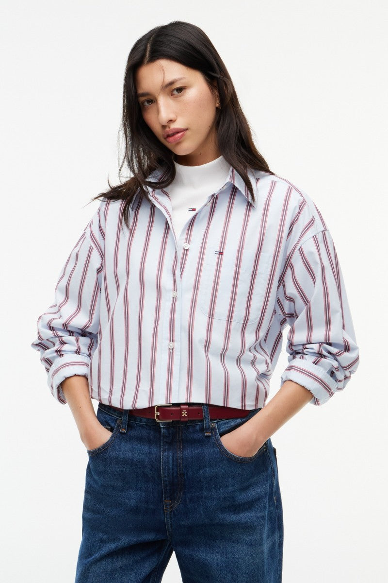 【WE ARE】韓國TOMMY JEANS女款條紋休閒襯衫T32G7WSH24TWT1