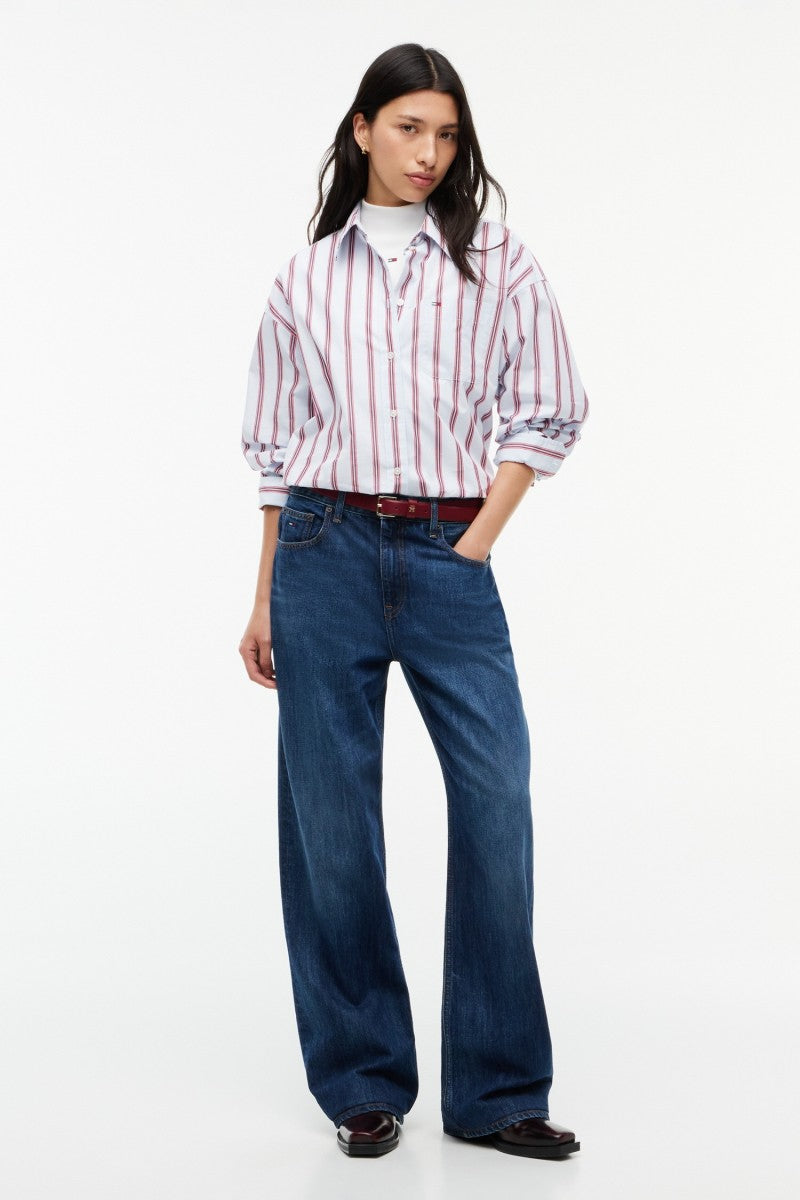 【WE ARE】韓國TOMMY JEANS女款條紋休閒襯衫T32G7WSH24TWT1