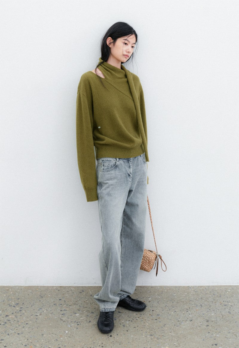 【WE ARE】韓國Atelier Nain 90%羊毛繞脖挖肩毛衣 NMP7NKT7318M0