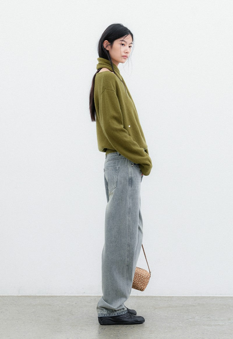 【WE ARE】韓國Atelier Nain 90%羊毛繞脖挖肩毛衣 NMP7NKT7318M0