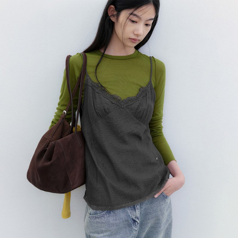 【WE ARE】韓國Atelier Nain休閒蕾絲細肩背心NMP5NWBL4440M0