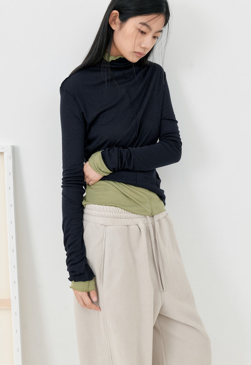 【WE ARE】韓國Atelier Nain 木耳邊高領內搭長袖 NMP7CJT7288M0