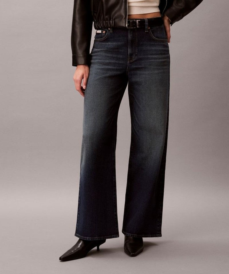 百貨版CK【WE ARE】韓國Calvin Klein褲頭刺繡logo直筒牛仔褲 47H708G
