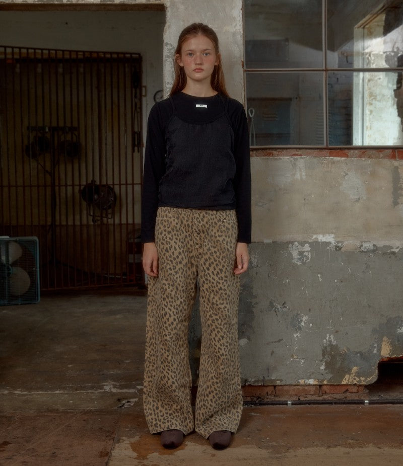 【WE ARE】韓國Leterie休閒褲LEOPARDWIDEPANTS