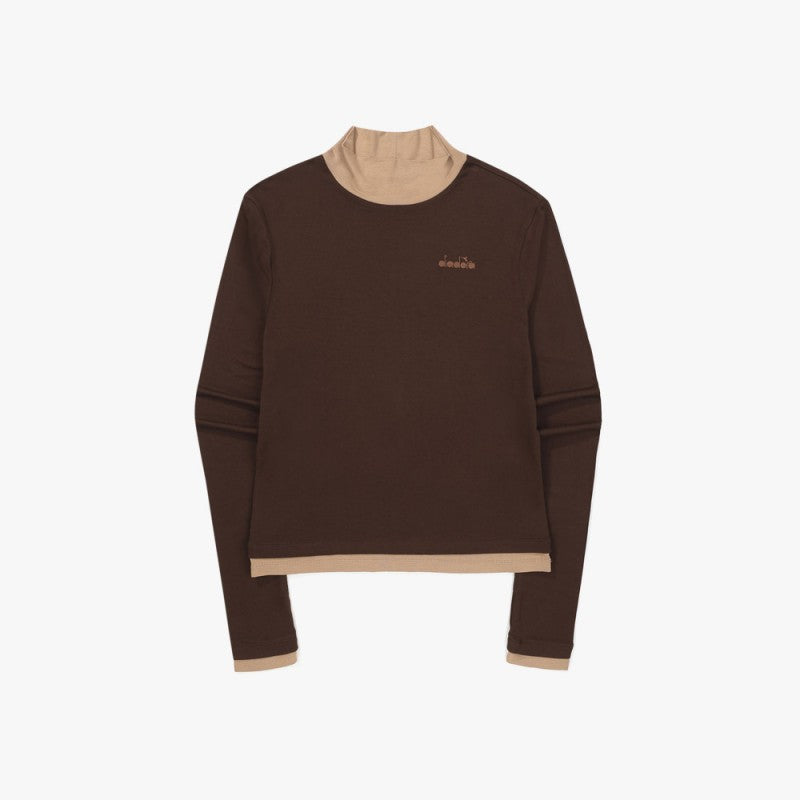 女款【WE ARE】韓國Diadora 拼色小高領長袖打底上衣 D5422TRL75