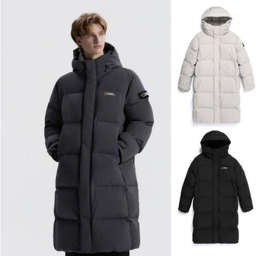 男款【WE ARE】韓國國家地理 長版羽絨連帽外套 N254UDW160