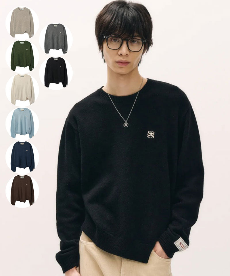 男女同款【WE ARE】韓國Satur休閒不規則針織毛衣SA243UKT38