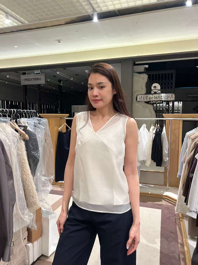 【WE ARE】韓國Loeuvre兩件式絲綢（外）緞帶（內）背心 SW6SB6140