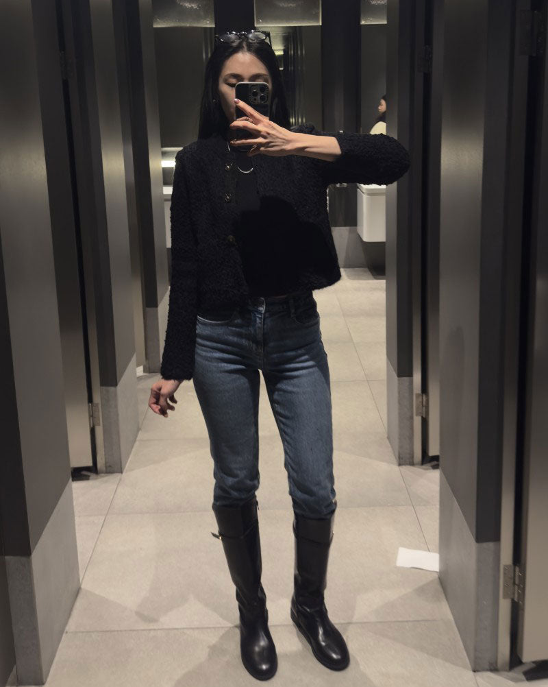 （有彈性）大茜選品【WE ARE】韓國TD 短版圓領小香風外套 SAC3NT003AA