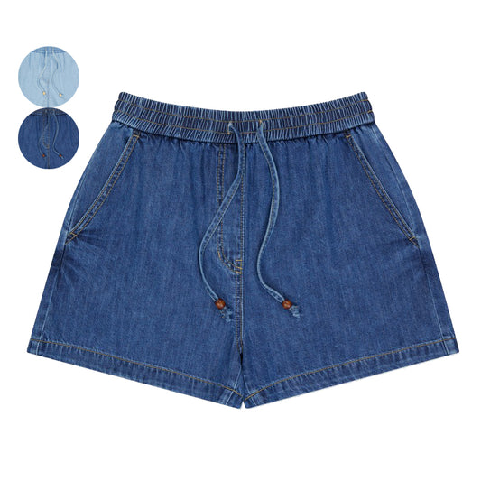 【WE ARE】Korean wacky Willy elastic denim shorts WA2502SO61
