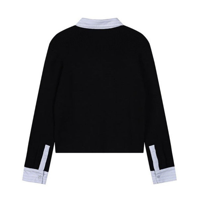 【WE ARE】韓國LAP假兩件螺紋針織衫AR4KHA71