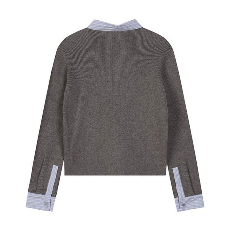 【WE ARE】韓國LAP假兩件螺紋針織衫AR4KHA71