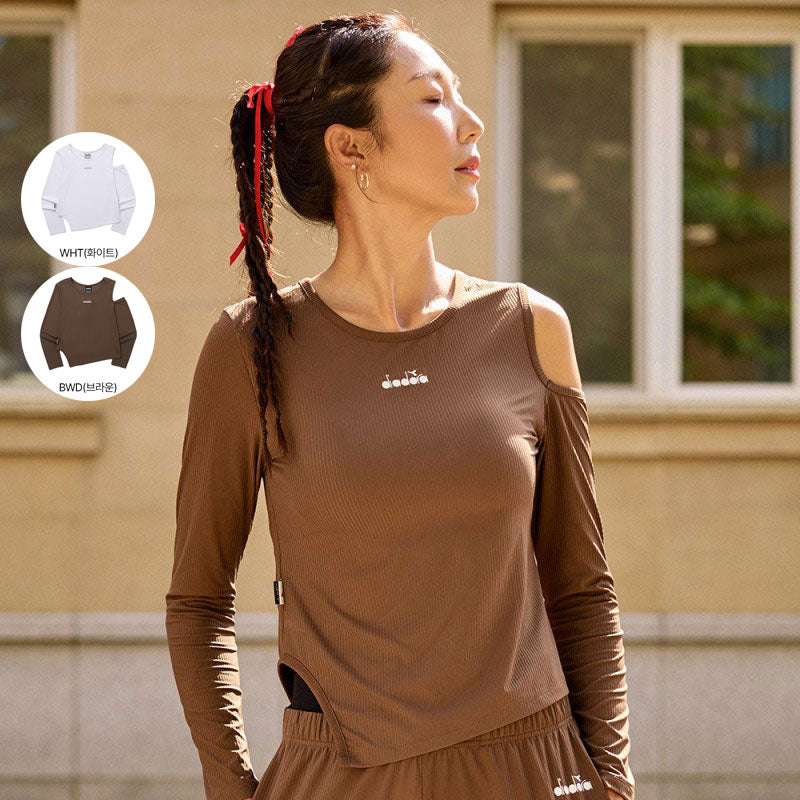 【WE ARE】韓國Diadora 女款露肩下擺不規則上衣  D5322TRL34