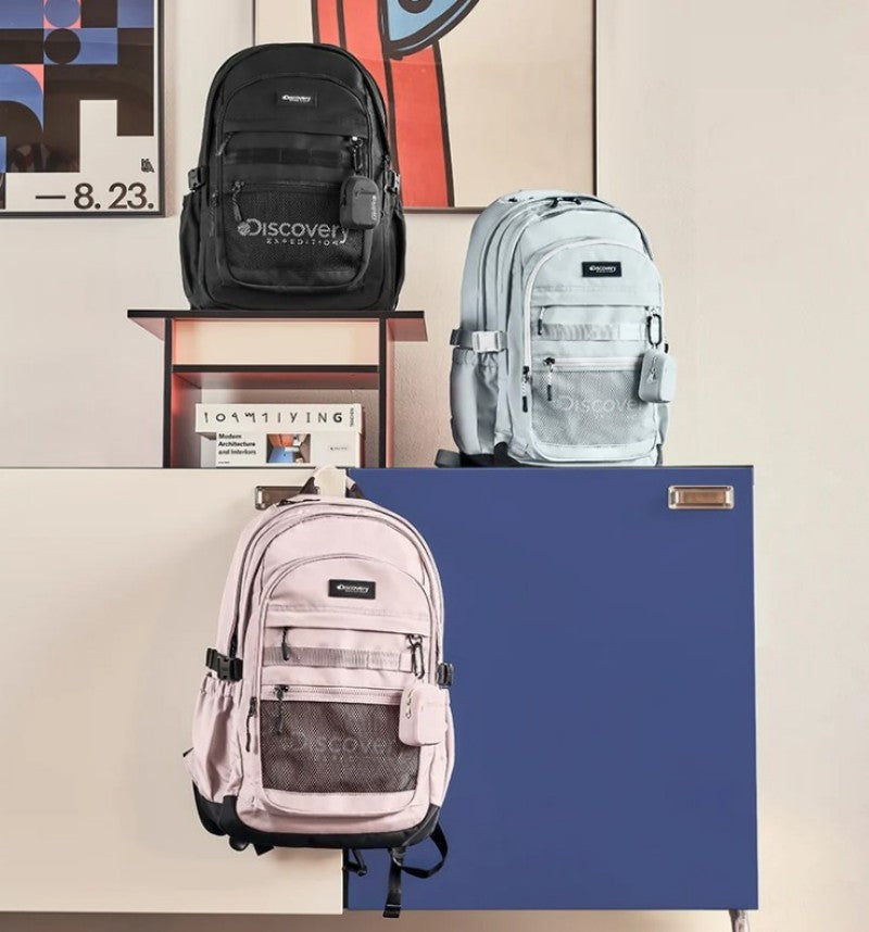【WE ARE】Korea purchasing Discovery mesh backpack with small charm bag DXBK0024N