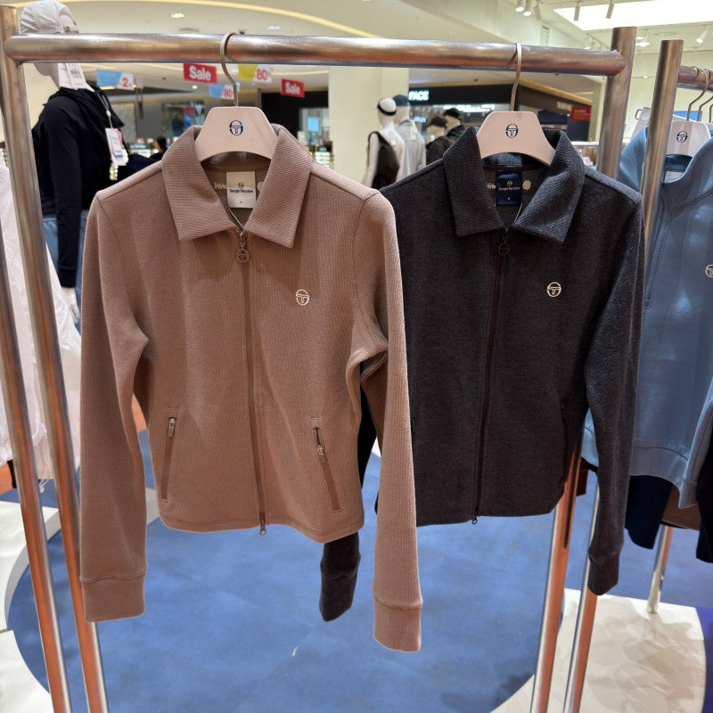 版型偏小 無彈性【WE ARE】韓國SERGIO TACCHINI 翻領有厚度刺繡雙拉鍊外套  TWTR13064