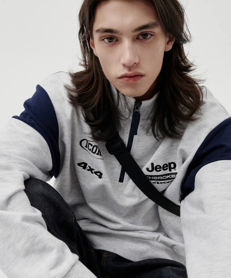 【WE ARE】韓國JEEP半拉鏈翻領大學T衛衣JP5TSU837