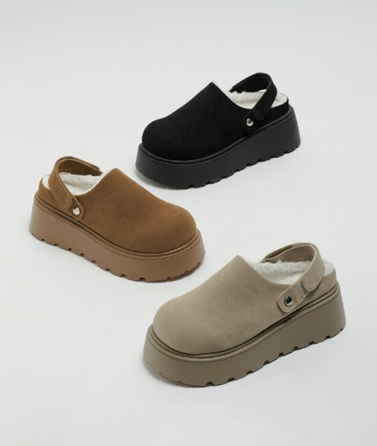 【WE ARE】韓國CHAAKAN 絨毛馬丁麂皮厚底拖 WTSDR4H174