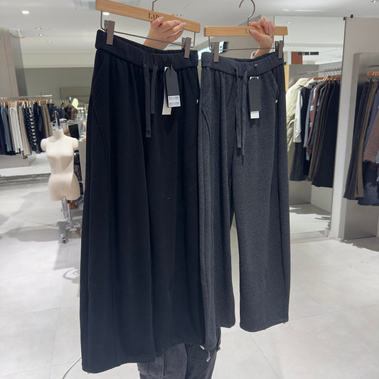 【WE ARE】韓國LAP 下擺可抽繩刷毛彎刀褲 AR7XP467