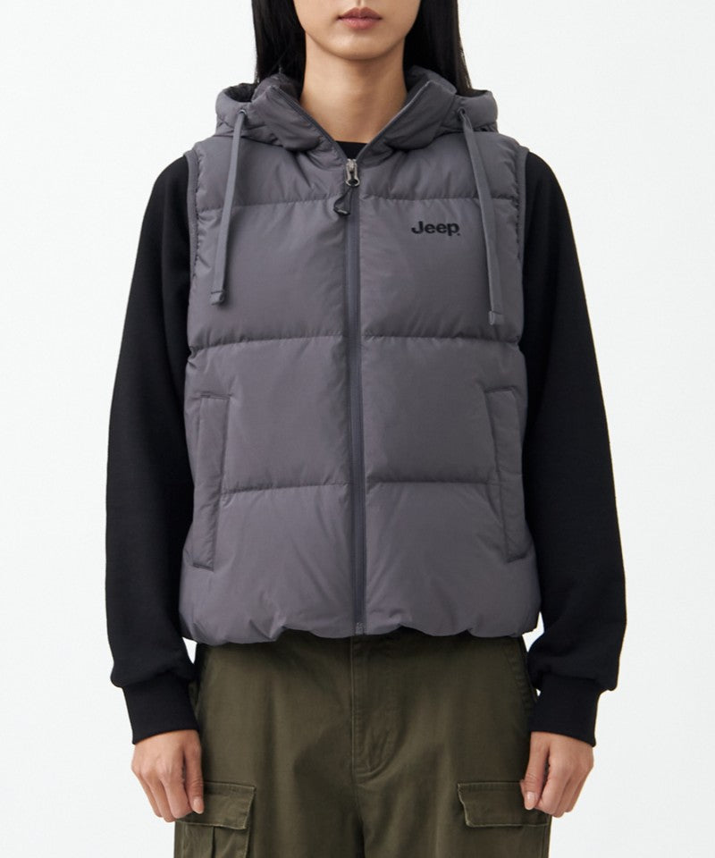 男女同款【WE ARE】韓國JEEP連帽鴨絨背心(防水、帽可拆) JQ4JPU692