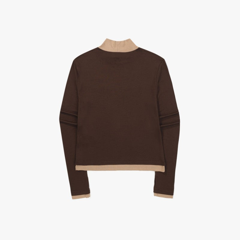 女款【WE ARE】韓國Diadora 拼色小高領長袖打底上衣 D5422TRL75