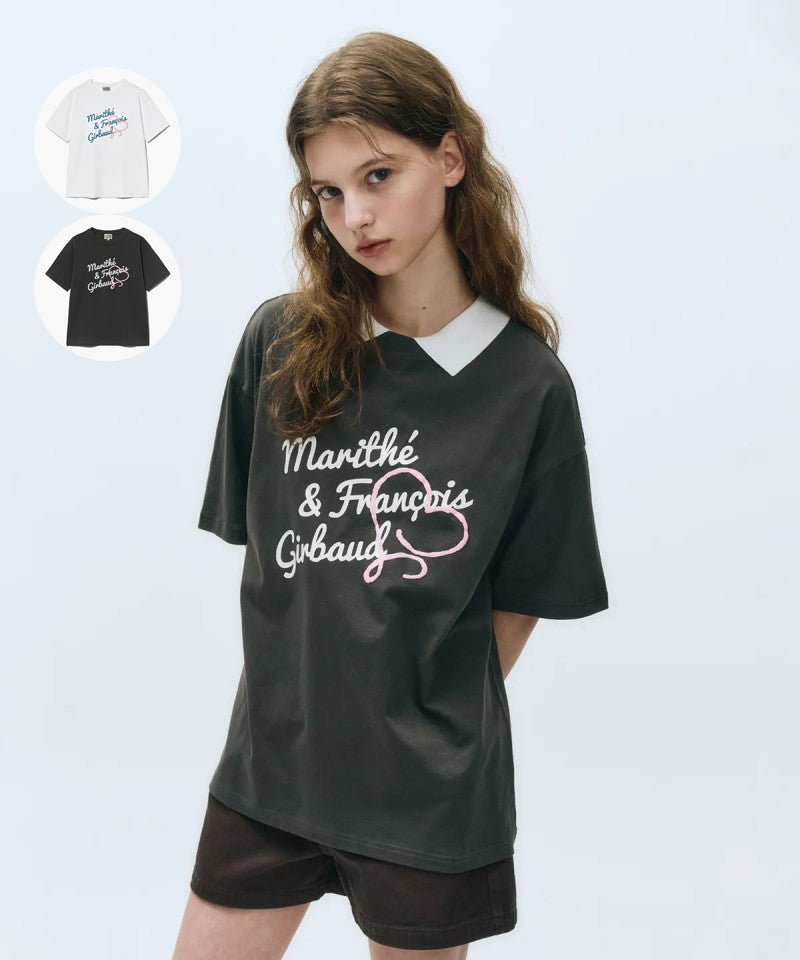 女款【WE ARE】韓國Marithe草寫愛心短袖T恤MFG45UTS108