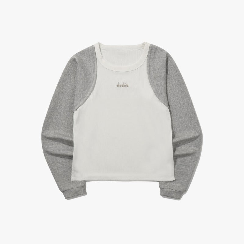 女款【WE ARE】韓國Diadora休閒異材質拼色長袖T恤D5322LFS33