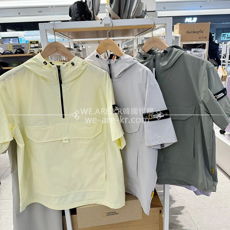 【WE ARE】Korea NG National Geographic new versatile casual hooded short-sleeved T-shirt (6 colors included) N242UFT141