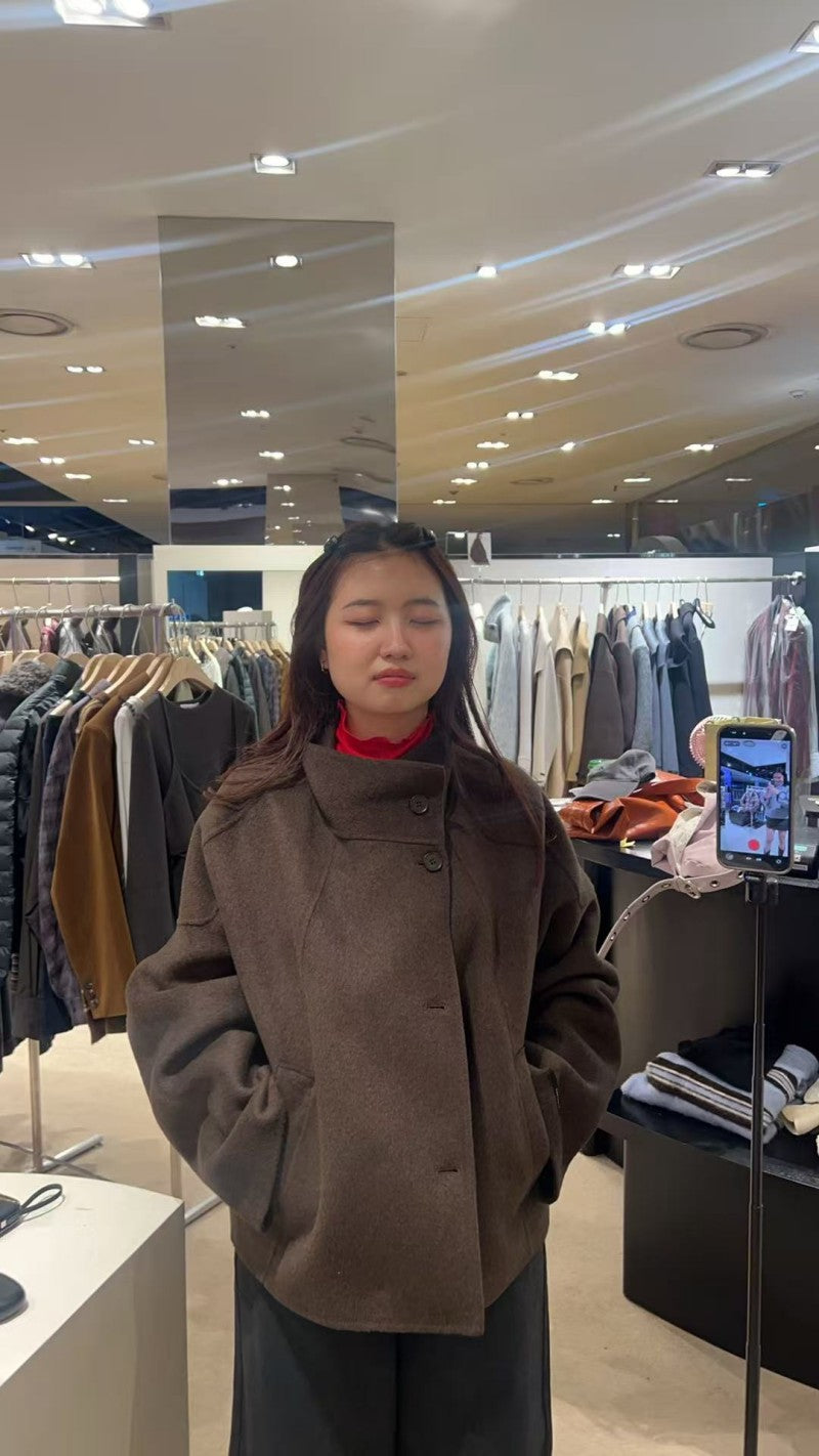 【WE ARE】韓國Atelier Nain66%羊毛立領大衣 NMP7NWCT1493M0