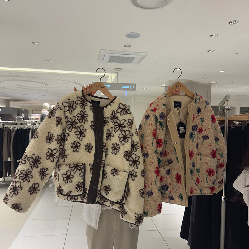 【WE ARE】韓國LAP 圓領羊羔毛鋪棉外套AR4MZA63