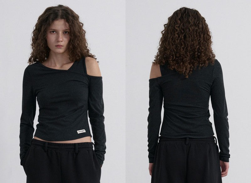 【WE ARE】韓國WAL WOOALONG 斜肩寬肩帶上衣 WL253JLT03W