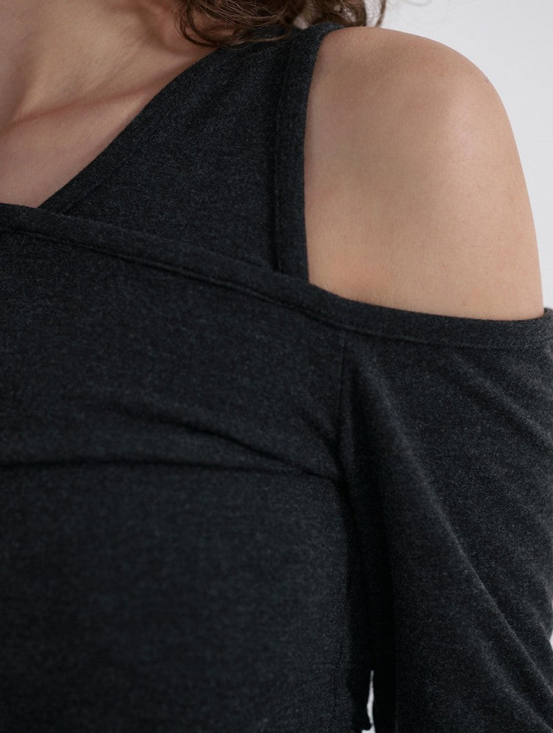 【WE ARE】韓國WAL WOOALONG 斜肩寬肩帶上衣 WL253JLT03W