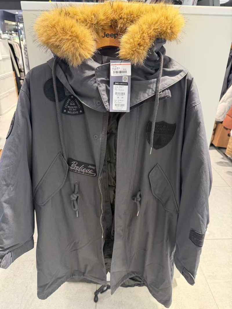 女款【WE ARE】韓國JEEP休閒連帽毛領長外套JQ4JPF101