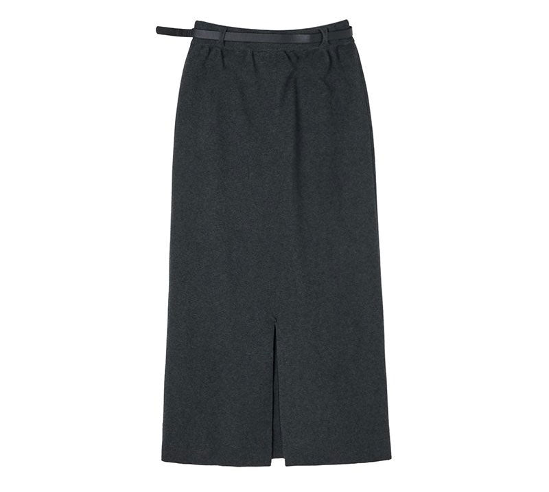 【WE ARE】韓國LAP 假口袋設計 後開衩針織長裙 AR4WSB21