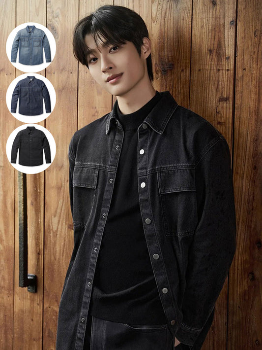 【WE ARE】韓國POLHAM休閒牛仔襯衫PHF4WC1049