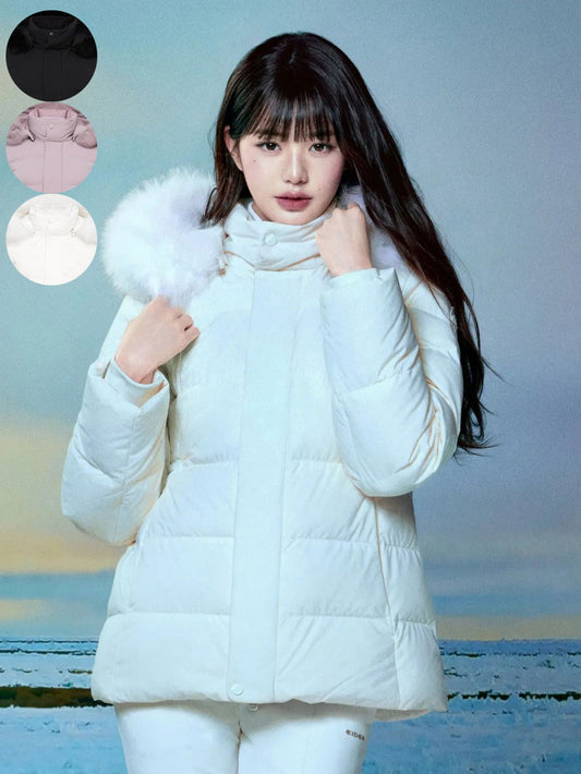 女款【WE ARE】韓國EIDER 中短款狐狸毛邊鵝絨外套DWW25532